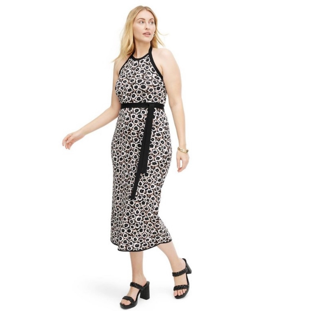 DVF for Target Halter Tie Neck Dress in Neutral Poppy